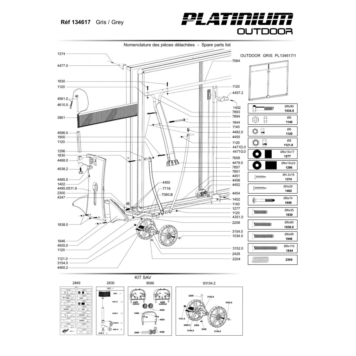 TABLE PLATINIUM GRISE
