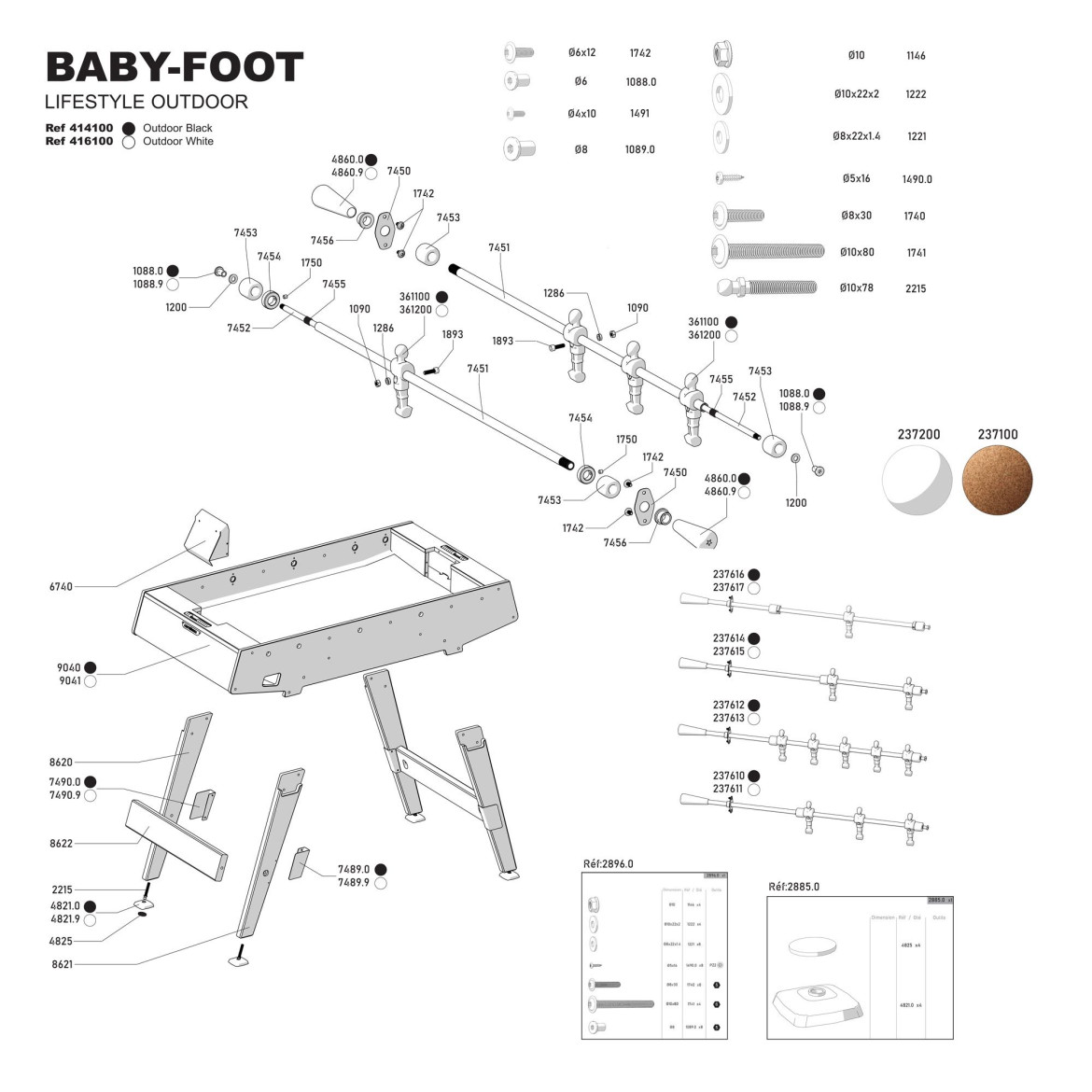 Babyfoot LIFESTYLE/ORIGIN Outdoor Blanc/Bois