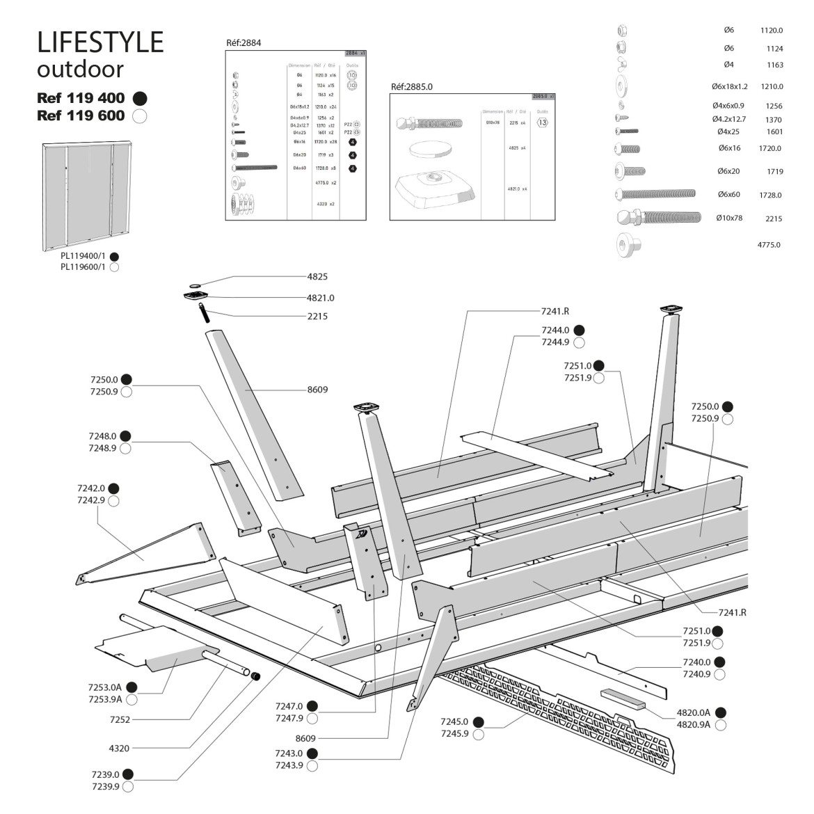 LIFESTYLE/ORIGIN Outdoor Table black (white frames)