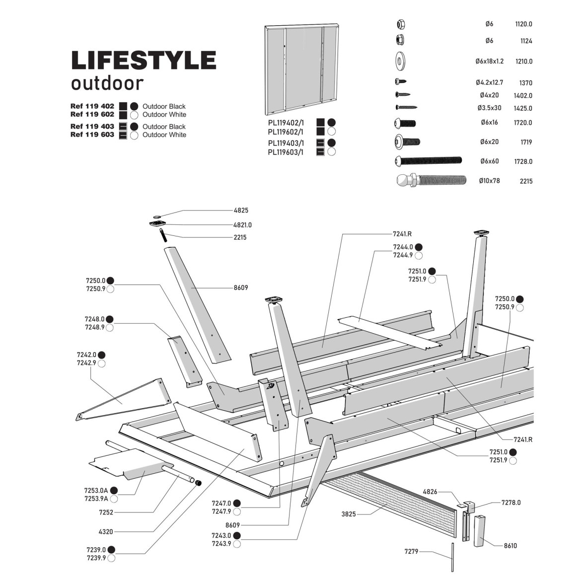 LIFESTYLE/ORIGIN Outdoor Table black, black inks + soft net