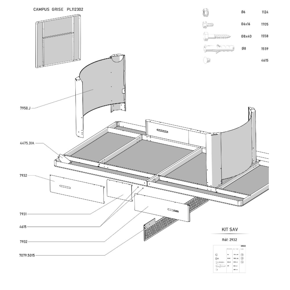 Table CAMPUS outdoor grise "un établissement, une table" 2026