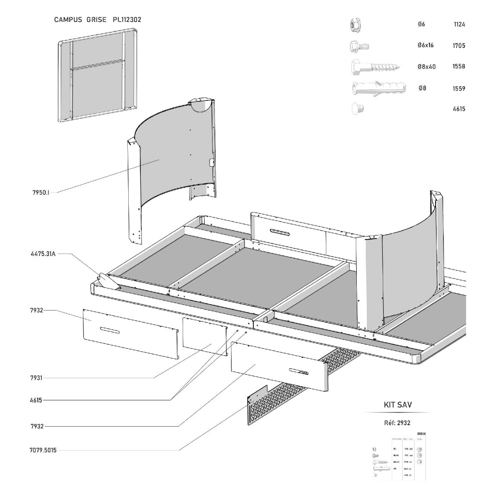 Table CAMPUS outdoor grise "une école, une table" 2026