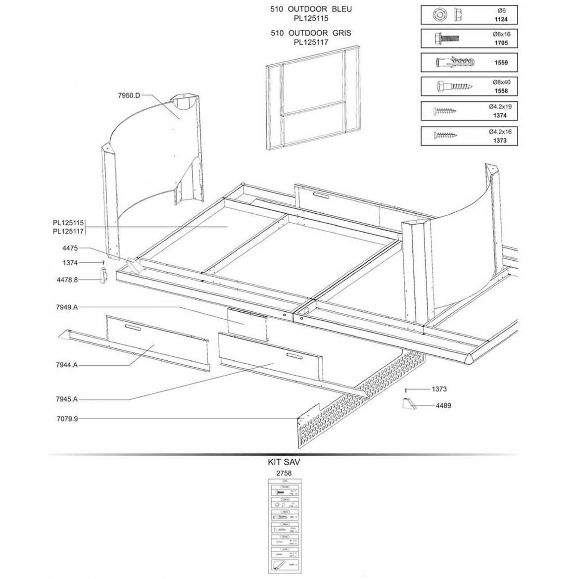 Table PRO 510 OUTDOOR Blue