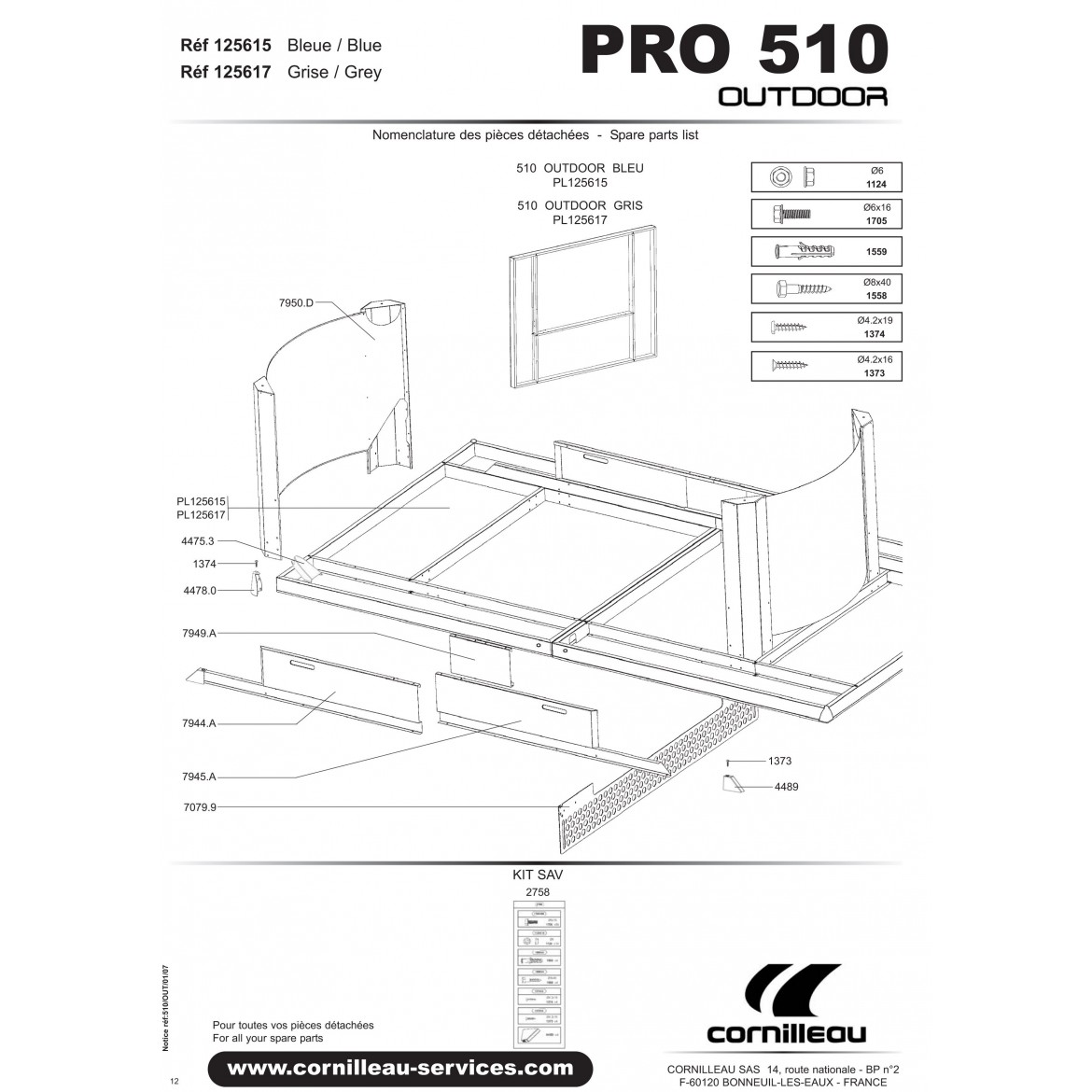 TABLE PRO 510 OUTDOOR BLEUE