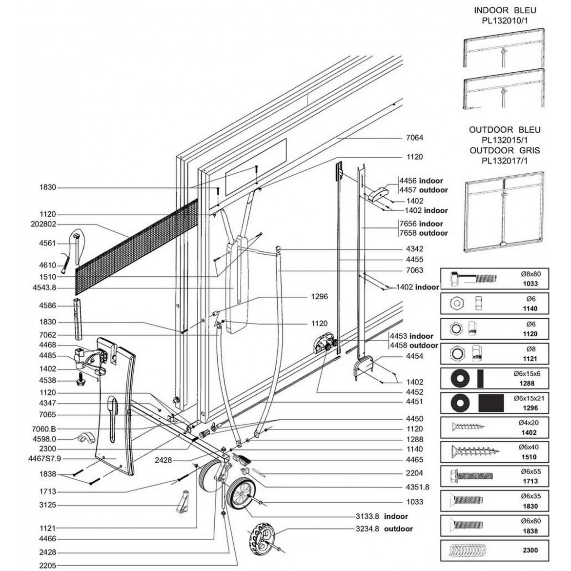 TABLE SPORT 250M OUTDOOR GRISE