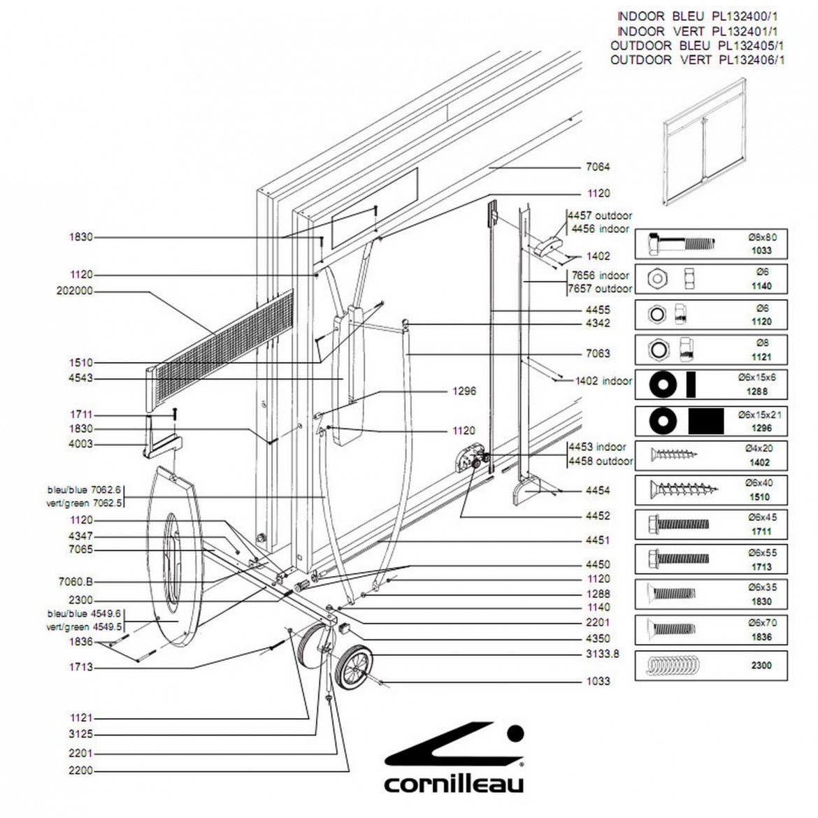 Table SPORT 240 INDOOR VERTE