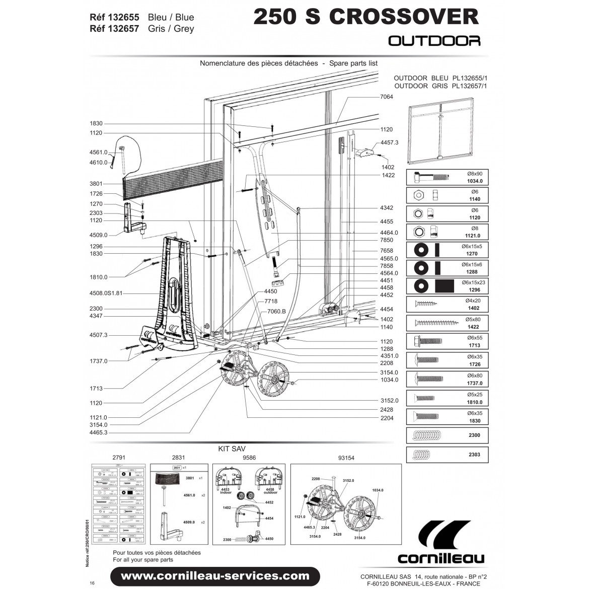 TABLE 250 S CROSSOVER OUTDOOR BLEUE