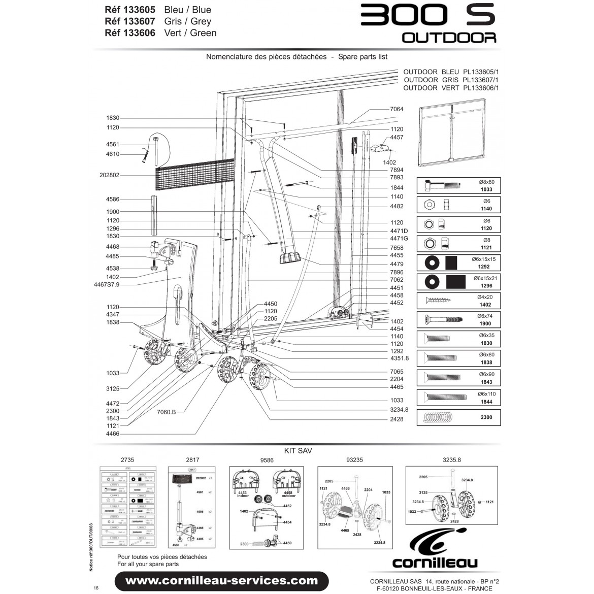 TABLE SPORT 300S OUTDOOR GRISE