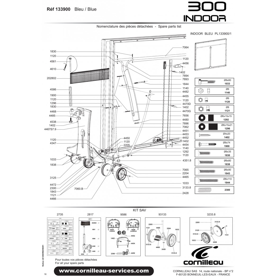Table SPORT 300 INDOOR BLEUE