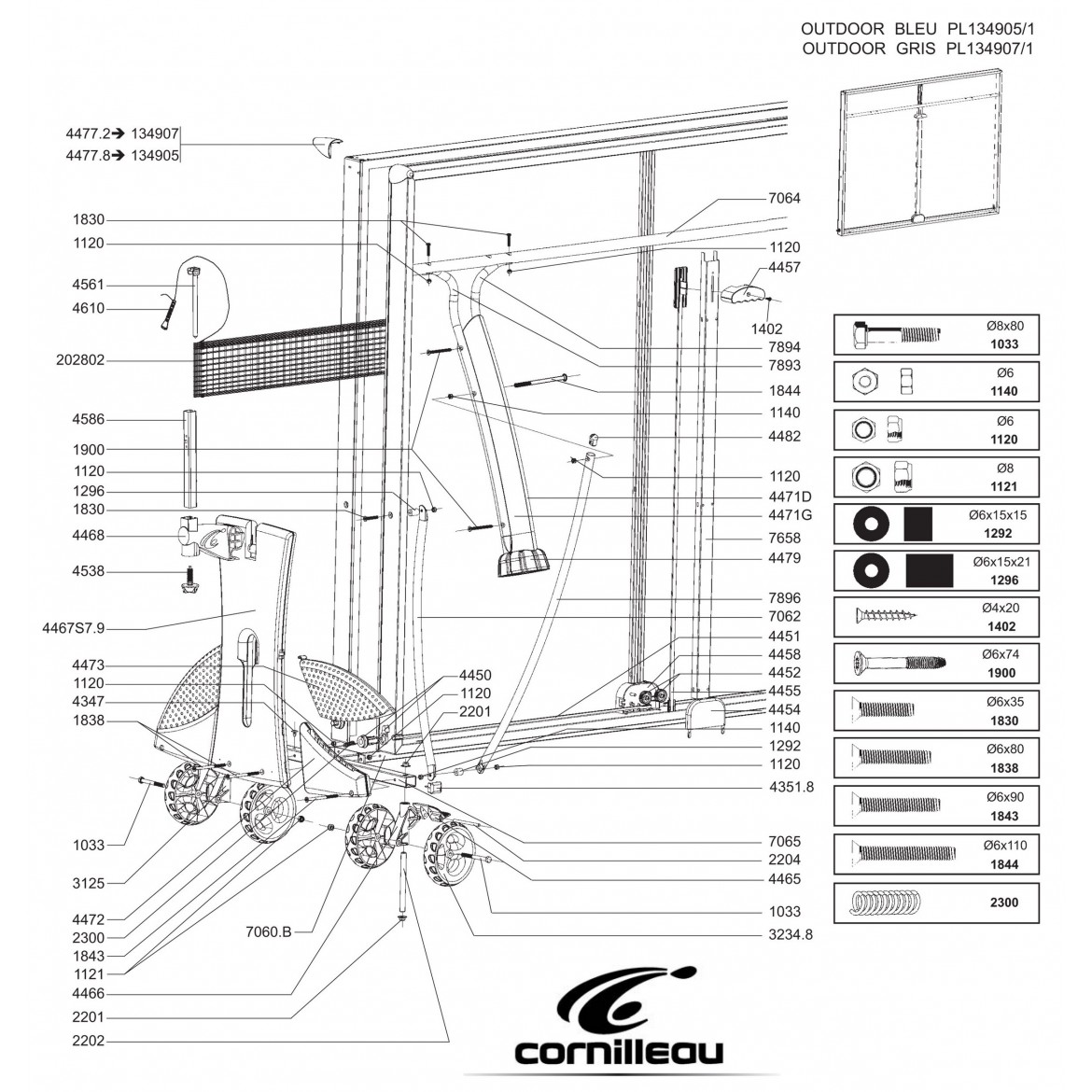 Table SPORT 400M OUTDOOR grey