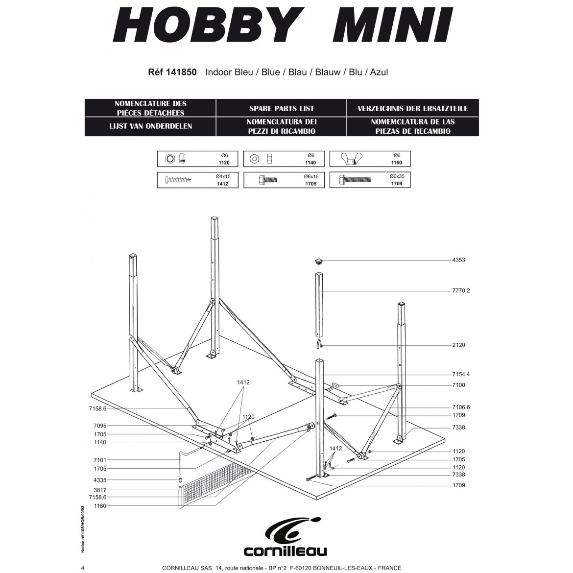 TABLE HOBBY MINI BLEUE