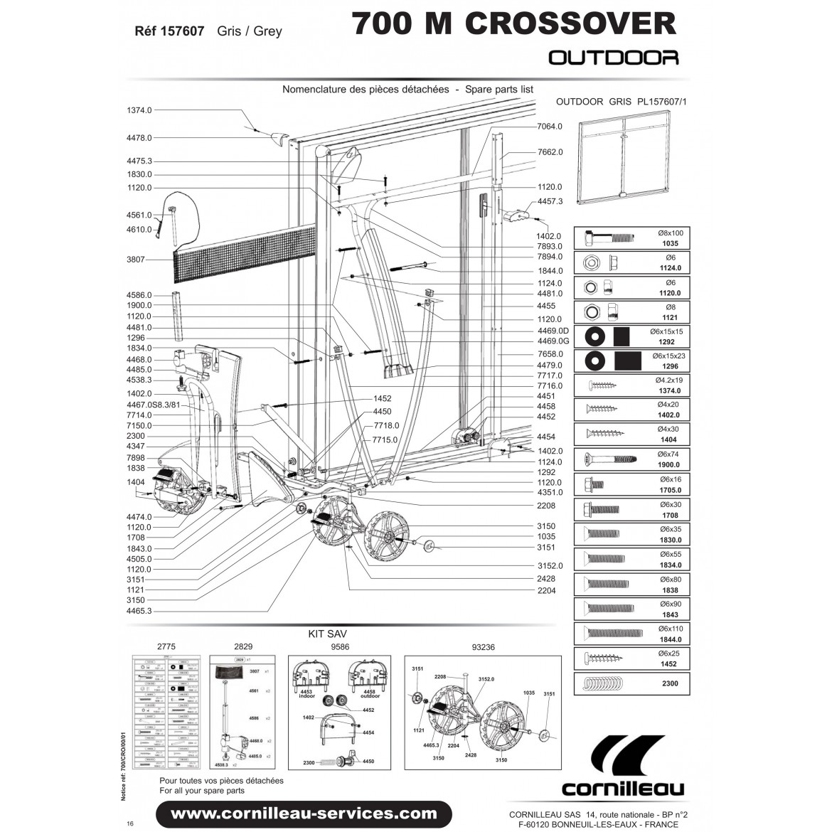 TABLE 700M CROSSOVER OUTDOOR GRISE