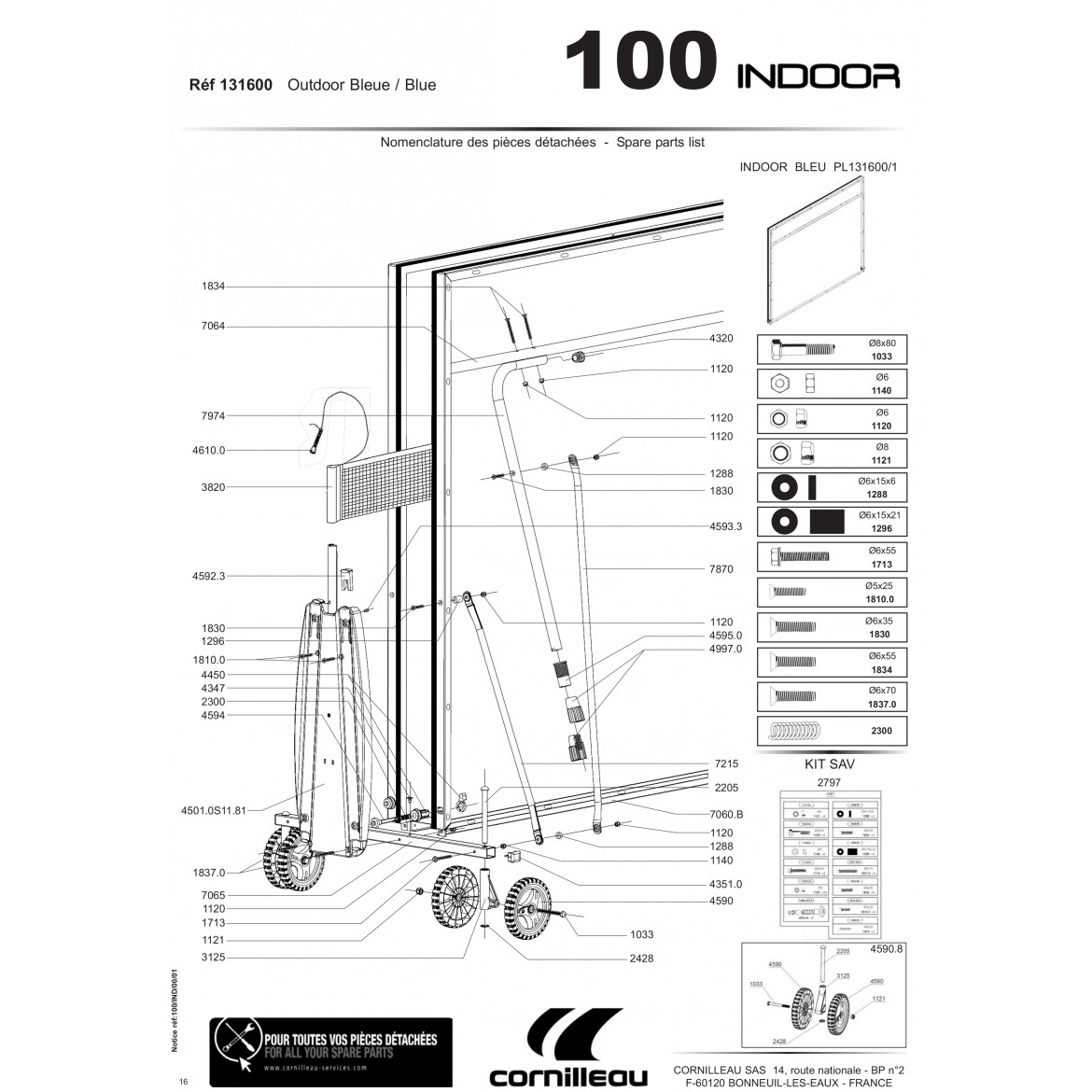TABLE 100 INDOOR BLEUE
