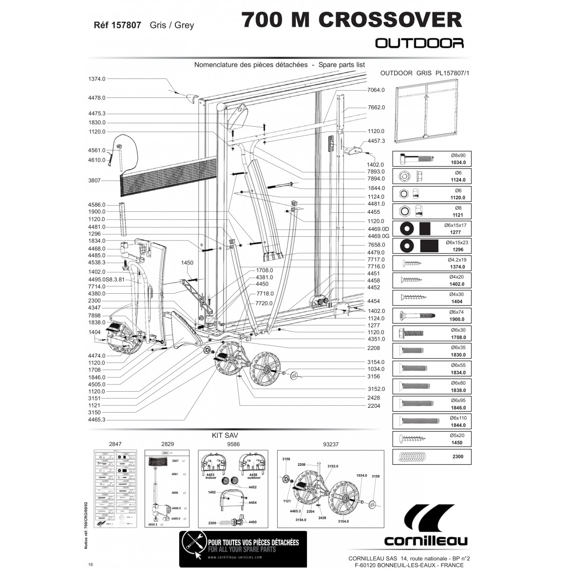 TABLE 700M CROSSOVER OUTDOOR grey