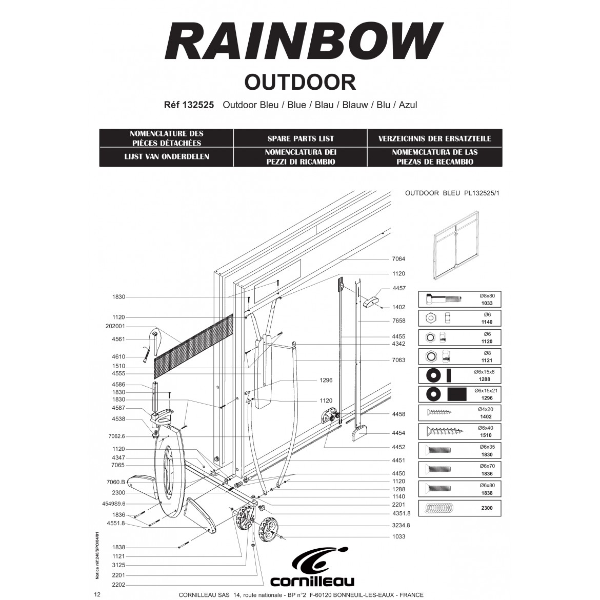Table RAINBOW OUTDOOR BLEUE